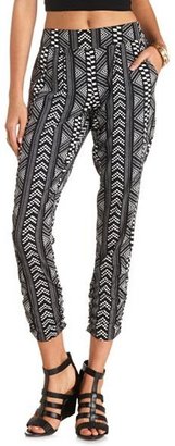 Charlotte Russe Mixed Print Striped Jogger Pants