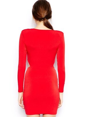 AX Paris Twist Front Cut-Out Dress with Long Sleeves