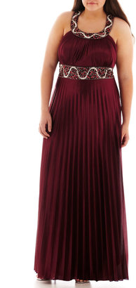 My Michelle Sleeveless Embellished Pleated Gown - Plus