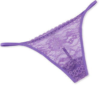 La Perla Rosa Floral-Lace G-String Thong, Violet