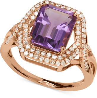 Macy's Amethyst (3 ct. t.w.) and Diamond (3/8 ct. t.w.) Ring in 14k Rose Gold