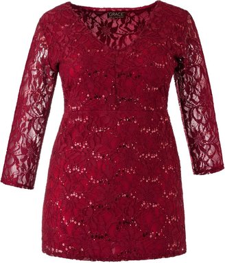 Grace Plus Size Made in Britain sequin lace tunic