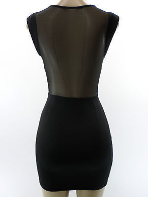 Forever 21 Sexy Black Mini Bodycon Sleeveless Dress Mesh Bust Back Cut Out S L