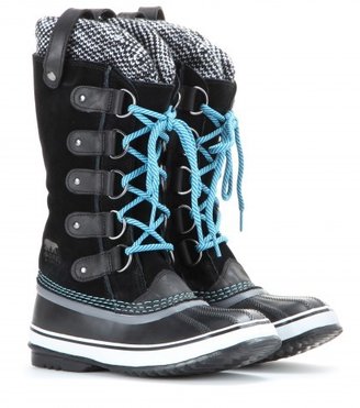 Sorel Joan Of Arctic Knit Suede And Rubber Boots