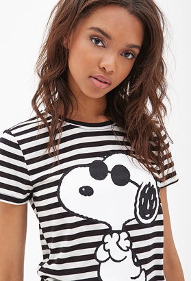 Forever 21 striped snoopy graphic tee