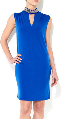 Wallis Blue Embellished High Neck Dress