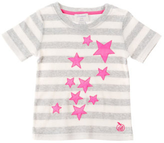Bonnie Baby Starry  Girls  T-Shirt - Crème & Grey Stripe/ Fluo Pink