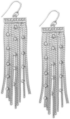 Alfani Silver-Tone Mixed Chain and Crystal Drop Earrings