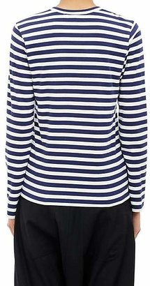 Comme des Garcons PLAY Women's Heart Striped Cotton T-Shirt - Navy, White