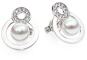 Majorica 8MM White Pearl & Sterling Silver Drop Earrings