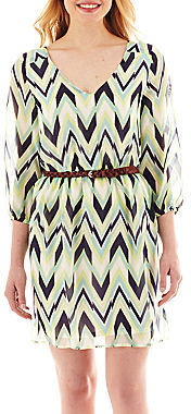 Amy Byer Byer California by & by 3/4-Sleeve Belted Print Dress