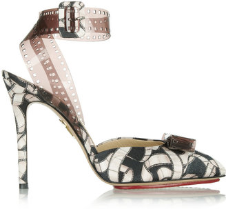Charlotte Olympia Premiere printed satin and vinyl pumps