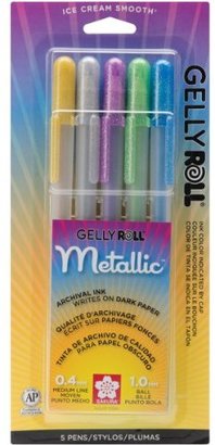 Sakura 57373 5-Piece Gelly Roll Blister Card Assorted Colors Hot Metallic Gel Ink Pen Set