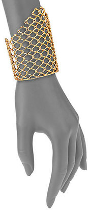 Alexis Bittar Miss Havisham Liquid Asymmetrical Barbed Link Cuff Bracelet/Goldtone
