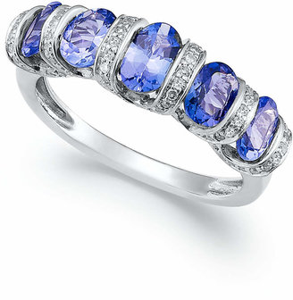 Macy's Sterling Silver Ring, Tanzanite (1-5/8 ct. t.w.) and Diamond (1/6 ct. t.w.) 5-Stone Ring