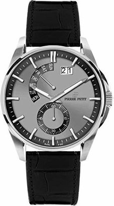 Pierre Petit Men's P-793A Le Mans Stainless Steel Luminous Genuine Anti Allergic Leather Big Date Watch