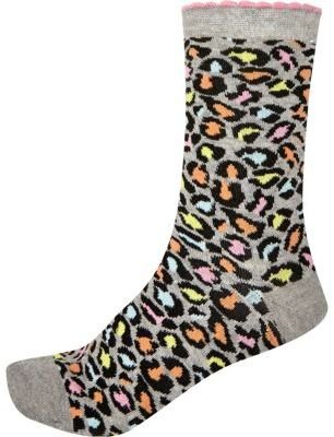 River Island Grey multicoloured leopard print socks