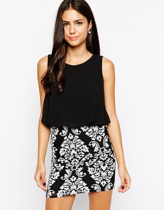 TFNC Michelle Dress with Barqoue Print Skirt