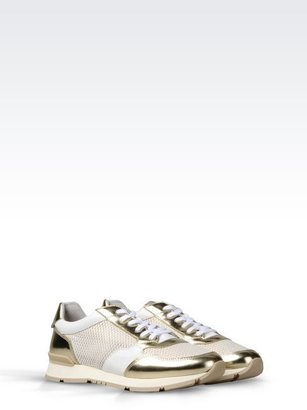 Giorgio Armani Sneaker In Leather And Mesh