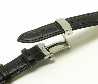 Tag Heuer 20mm Black Leather Watch Strap CROCO Butterfly Clasp for Men's