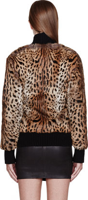 Veronique Branquinho Tan & Black Rabbit Fur Cheetah Print Sweater