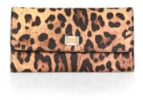 Dolce & Gabbana Leopard-Print Coated Canvas Continental Wallet
