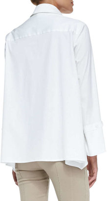 Donna Karan Long-Sleeve Button-Up Cotton Shirt, White