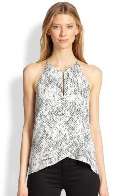 Parker Sheila Printed Silk Tiered Crossover Top