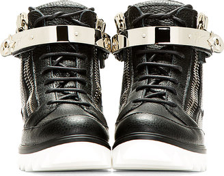 Giuseppe Zanotti Black Grained Leather Toky High-Top Sneakers