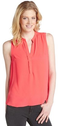 Wyatt coral stretch button down sleeveless blouse