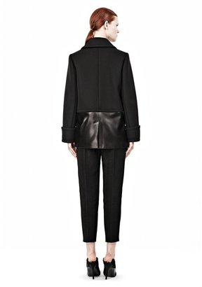 Alexander Wang Double Breasted Leather Combo Peacoat