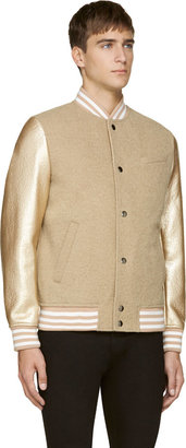 MSGM Gold Wool Bomber Jacket