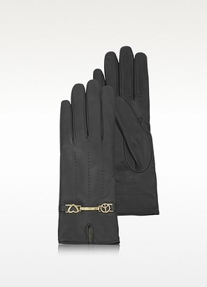 Moschino Black Leather Gloves