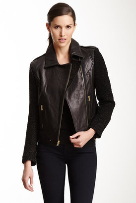 French Connection Mixed Moto Leather Jacket