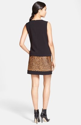 Rachel Zoe 'Bijou' Leopard Print Sheath Dress with Genuine Calf Hair