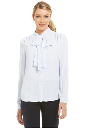 Jones New York Collection Gathered-Shoulder Bow-Neck Blouse
