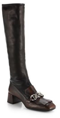 Prada Nappa Bi-Color Leather Knee-High Boots