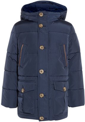Benetton Boy`s hooded padded coat with suede trims