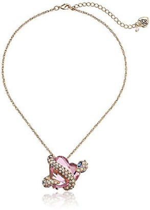 Betsey Johnson Women's Gifting Snake Heart Pin Pendant Necklace Pink Pendant Necklace