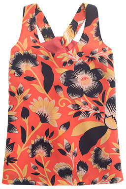 J.Crew Tall twist-back top in hibiscus floral