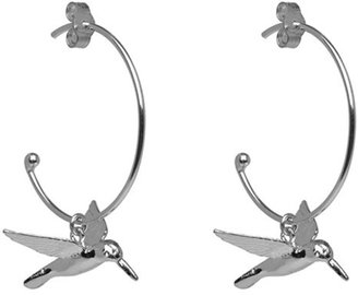 Alex Monroe Silver Hummingbird Hoop Earrings