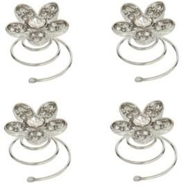 Jenny Packham No. 1 Designer pack of four silver pace diamante flower twist hair clips