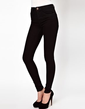 ASOS Ridley High Waist Ultra Skinny Jeans in Clean Black