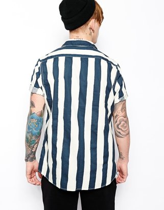 ASOS Block Stripe Shirt In Short Sleeve