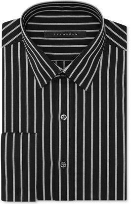 Sean John Big and Tall Black Bold Stripe French Cuff Shirt