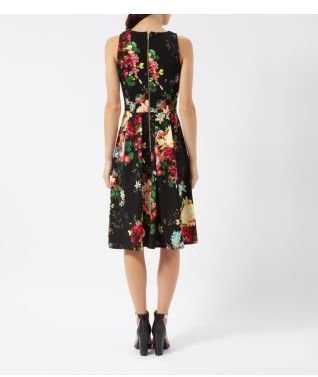 Closet Black Scuba Floral Print Sleeveless Dress