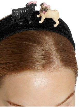 Piers Atkinson Lizzie 'n' Mekka pug-embellished velvet headband