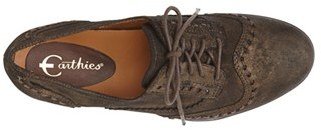 Earthies 'Lisbon' Pearlized Suede Lace-Up Flat (Women)