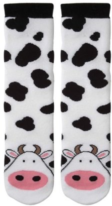 K. Bell Cow Tubular Novelty Socks with Black Spots, White