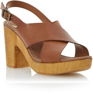 Bertie Heeley leather cross vamp heeled sandals